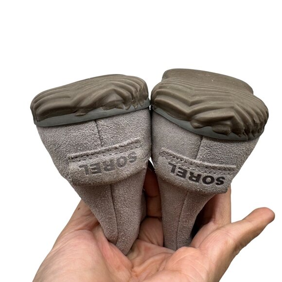 Sorel Out N About Gray Suede leather Faux fur lined Winter Booties Women's sz9 - Picture 10 of 10